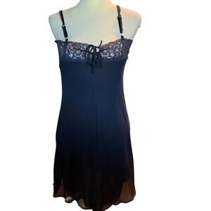 Valerie Stevens Black Lace Trim Nightgown Slip Dress, Size Small